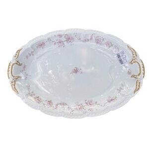 Haviland Limoges Platter Schleiger 248 Pink Floral Gold 18.5" Grandmillennial